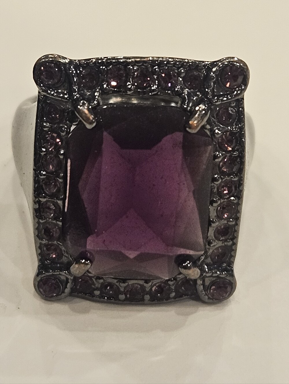 Large Purple Crystal Statement Ring - Women Jewelry